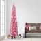 7ft. Pre-Lit Pink Tinsel Artificial Christmas Tree, Clear Lights